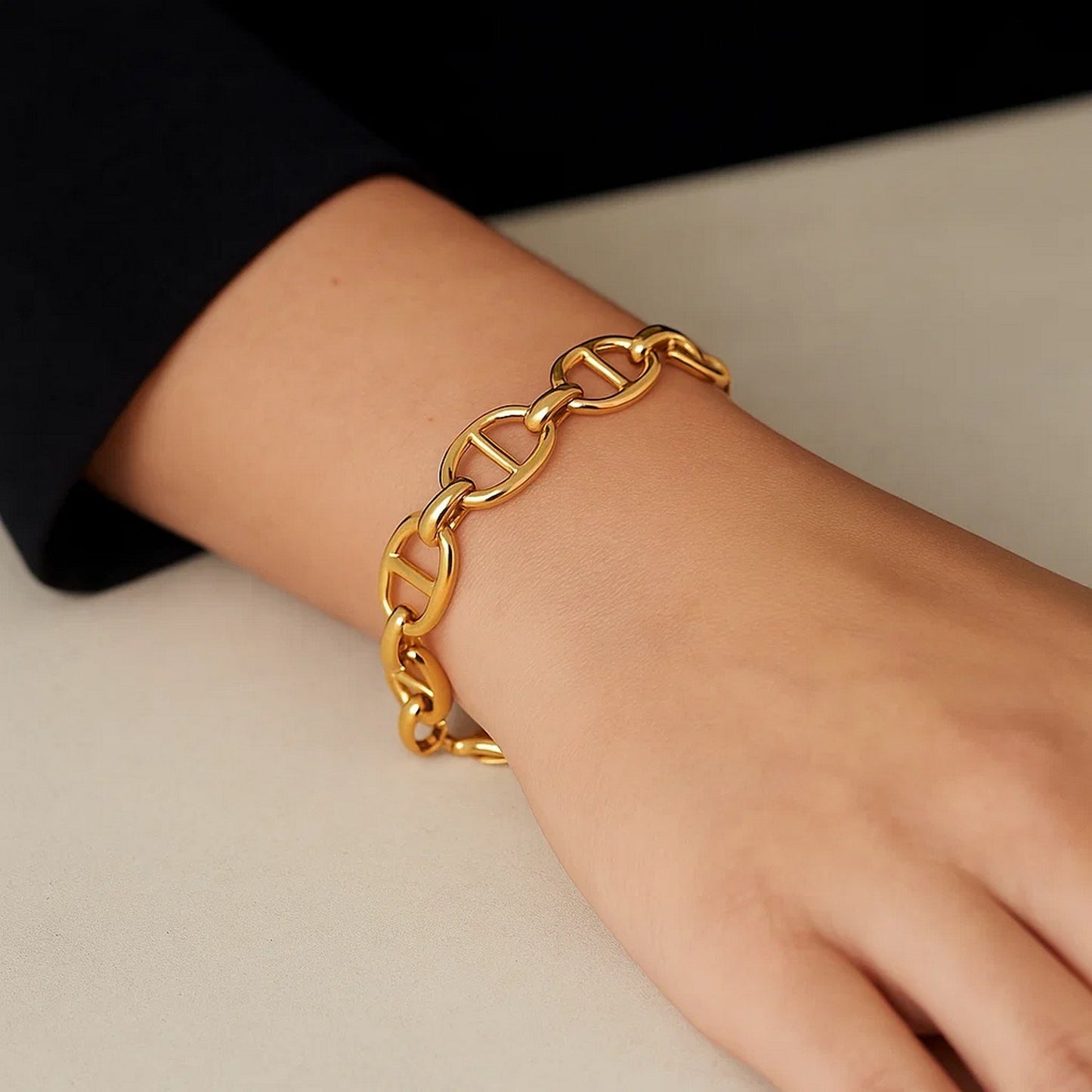 14k Yellow Gold High Polish Mariner Link Bracelet  (13.80 mm)