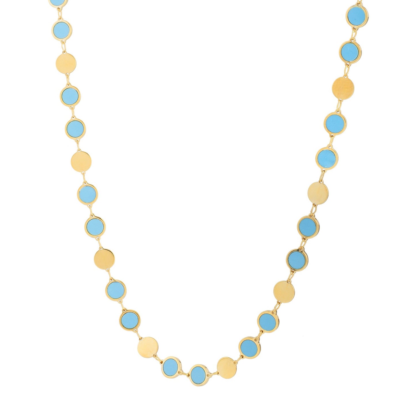 Turquoise Composite Gem Alternating Necklace in 14K Yellow Gold (5.00 mm) in a sleek high-contrast midnight luxury editorial
