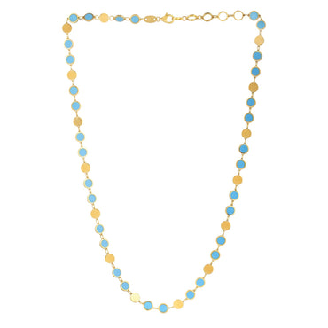Turquoise Composite Gem Alternating Necklace in 14K Yellow Gold (5.00 mm)