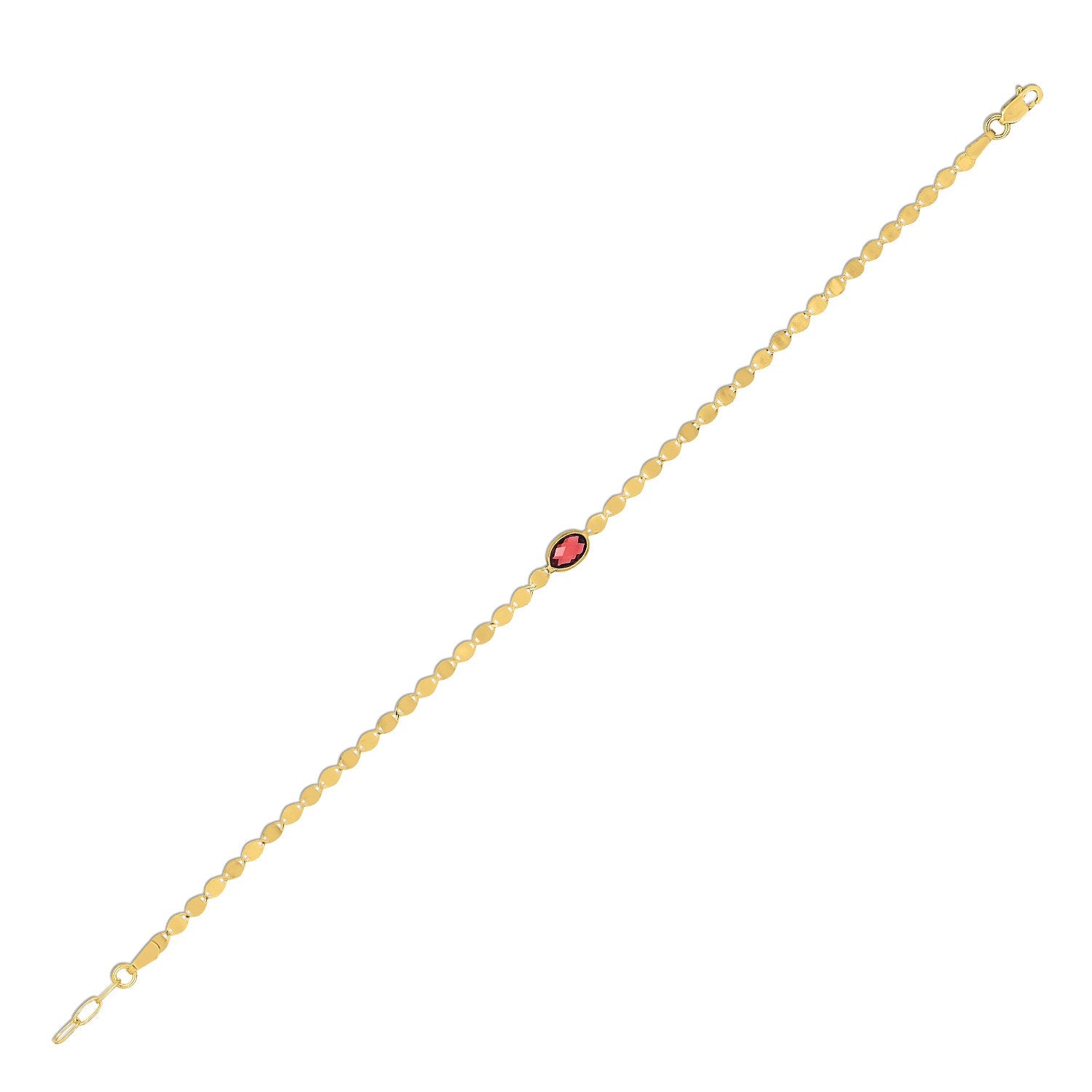 14k yellow gold chain set with garnet