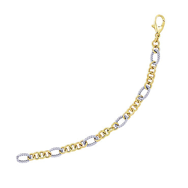 14k Two-Tone Gold Rope Motif Oval and Round Link Chain Bracelet (8.80 mm) in a sleek high-contrast midnight luxury editorial