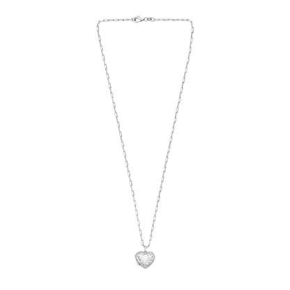 Sterling Silver Rhodium Plated Heart Locket Necklace