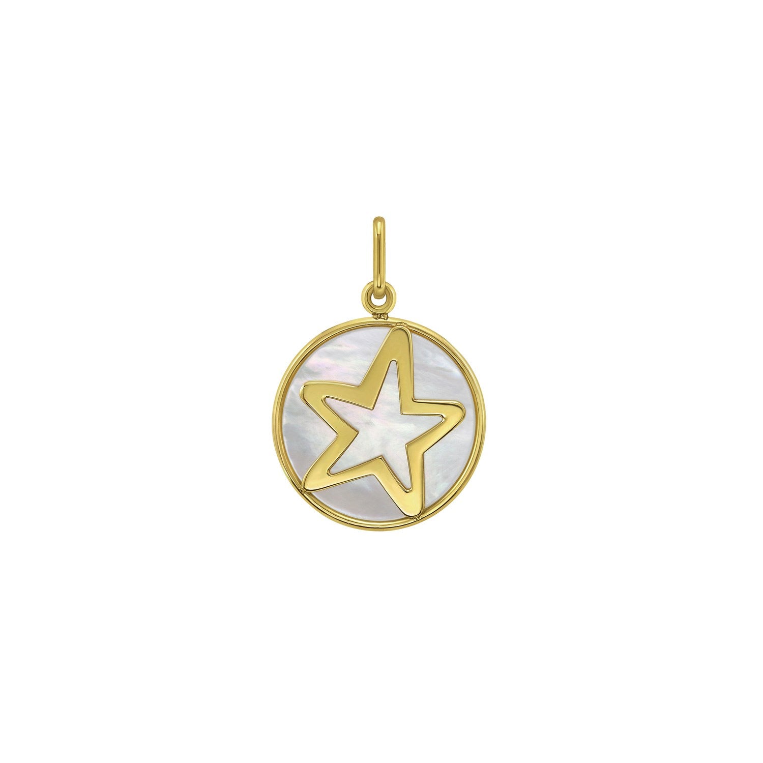 14k yellow gold pendant set with mother of pearl