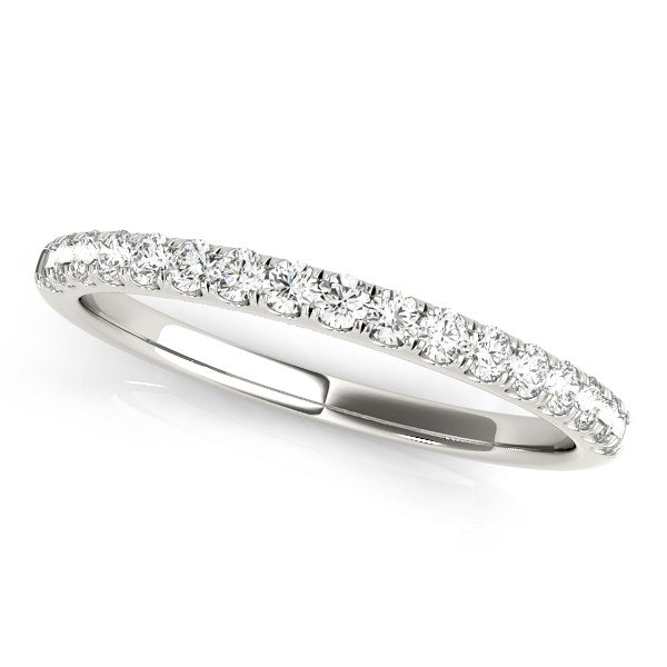 14k White Gold Diamond Scallop Setting Wedding Band (1/3 cttw) in a sleek high-contrast midnight luxury editorial style