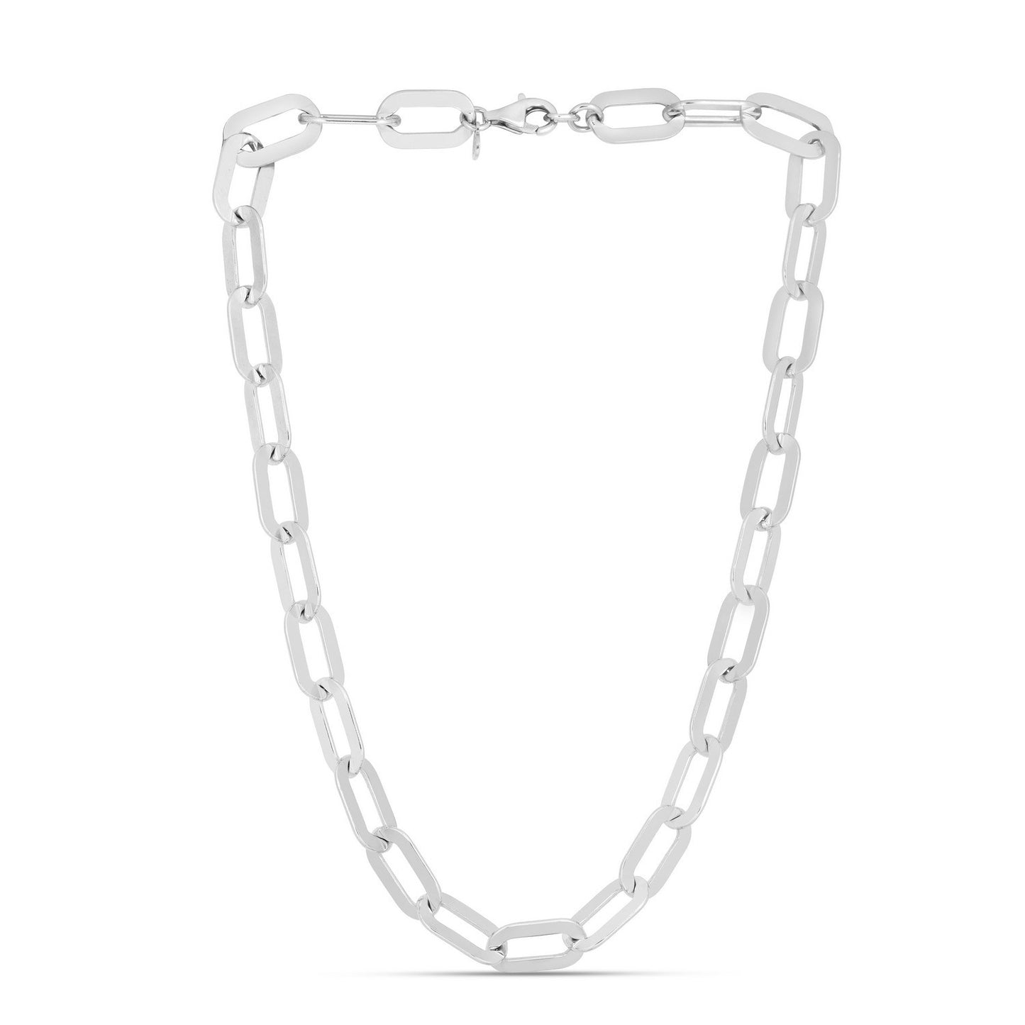 Sterling Silver Rhodium Plated Italian Link Paperclip Bracelet (10.30 mm)