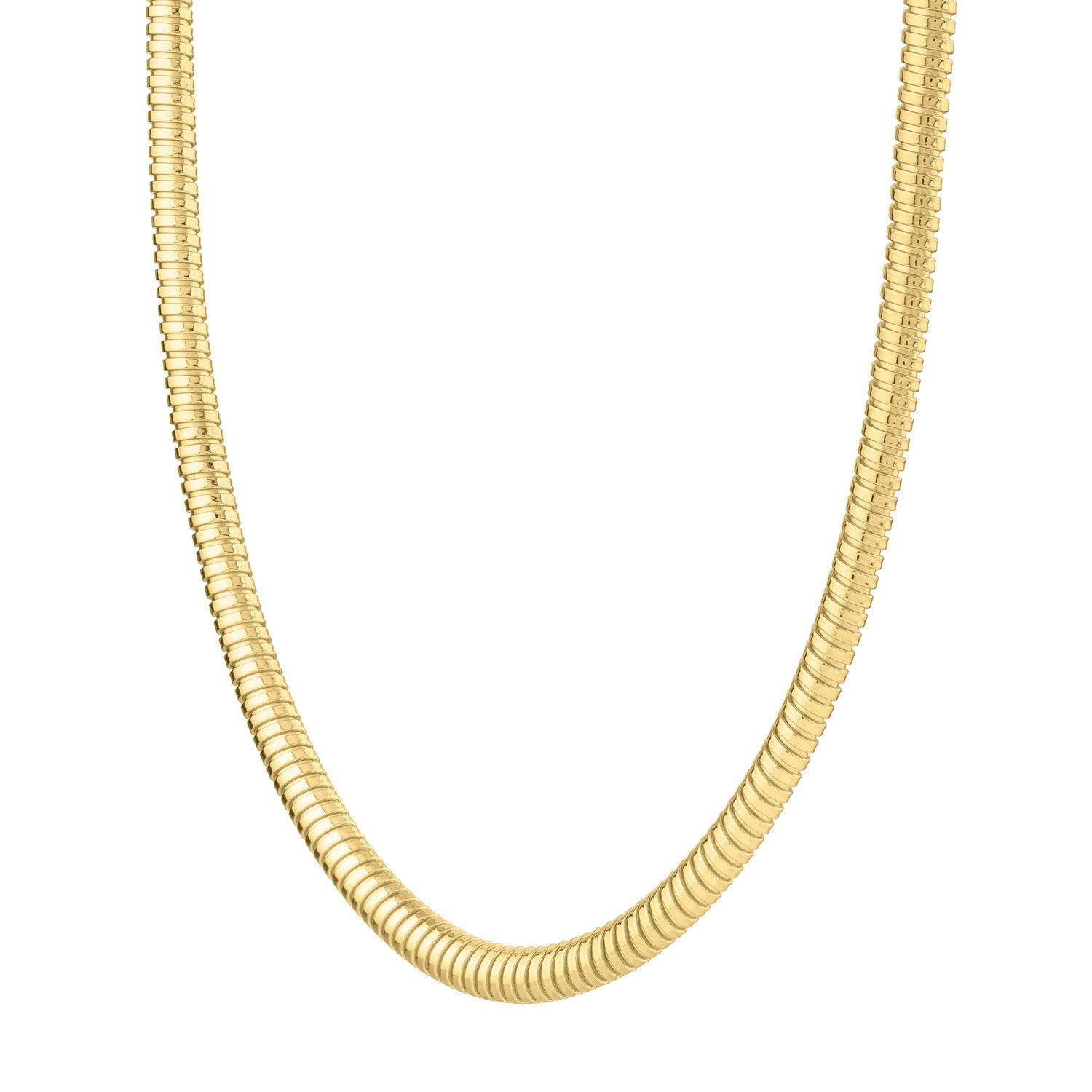 Tubogas Necklace in 14K Yellow Gold (5.00 mm) in a sleek high-contrast midnight luxury editorial style