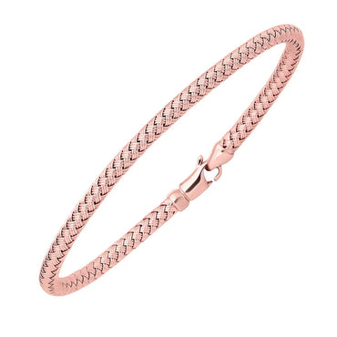 14k Rose Gold Fancy Weave Motif Bangle (3.40 mm) in a sleek high-contrast midnight luxury editorial style
