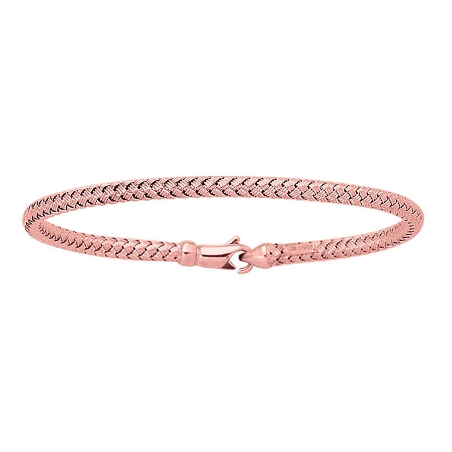 14k Rose Gold Fancy Weave Motif Bangle (3.40 mm) - Peelerie