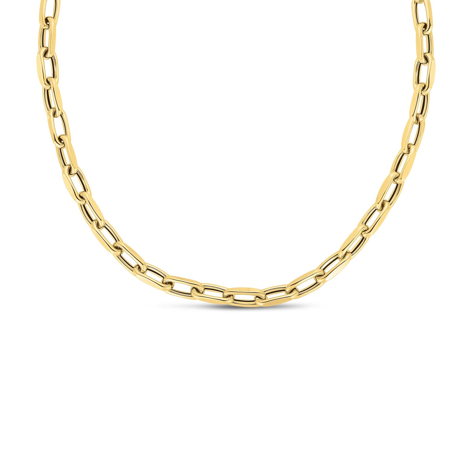 14k Yellow Gold French Cable Link Necklace (6mm) in a sleek high-contrast midnight luxury editorial style