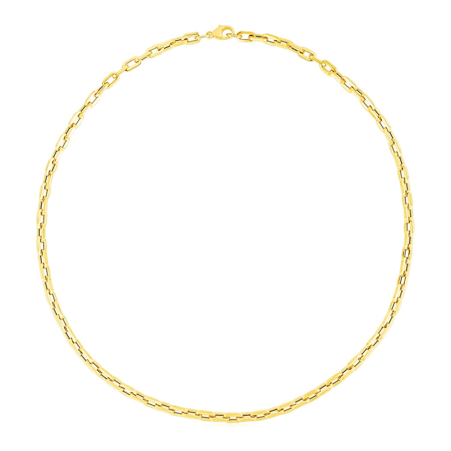 14k Yellow Gold Paperclip Chain Necklace (4.20 mm) in a sleek high-contrast midnight luxury editorial style