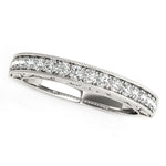 14k White Gold Antique Prong Set Diamond Wedding Ring (1/3 cttw) in a sleek high-contrast midnight luxury editorial style
