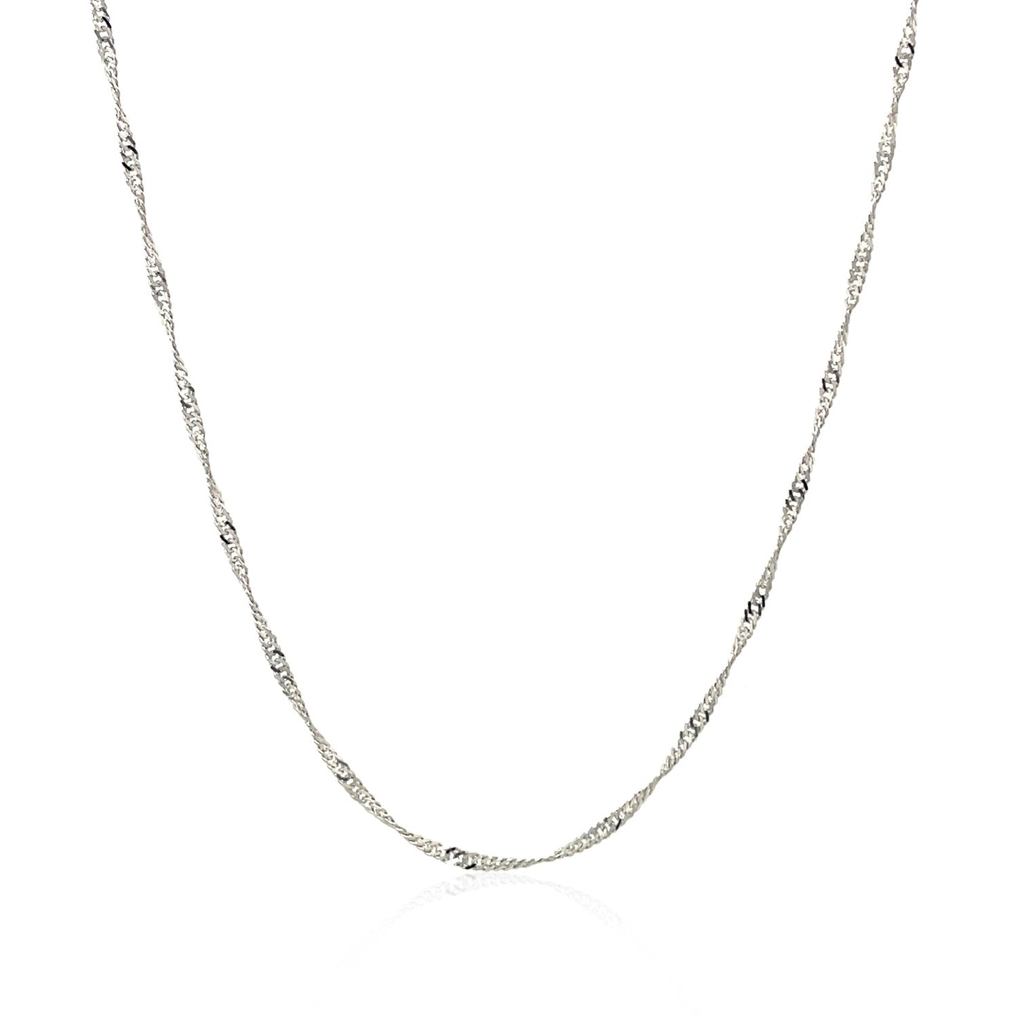 14k White Gold Singapore Chain (1.30 mm) in a sleek high-contrast midnight luxury editorial style