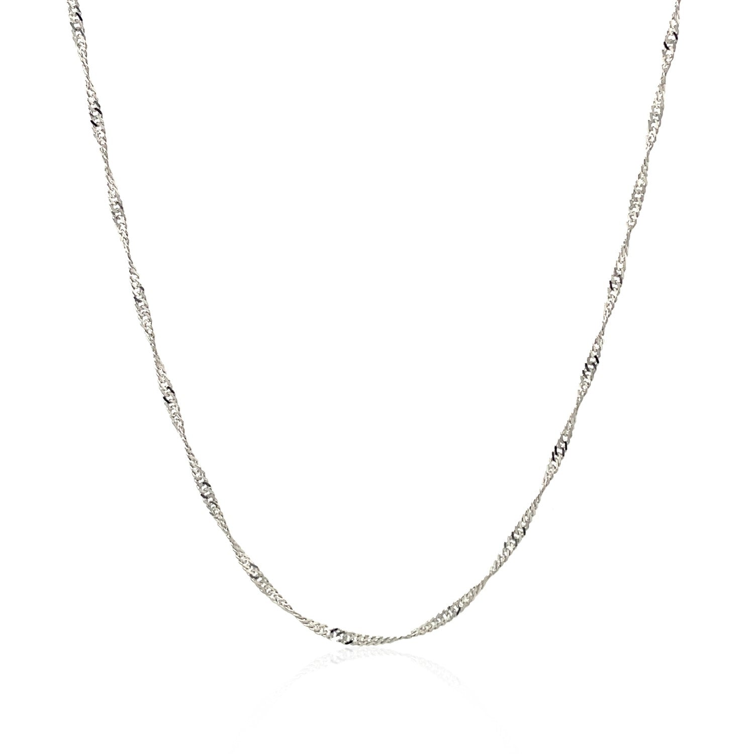 14k White Gold Singapore Chain (1.30 mm) in a sleek high-contrast midnight luxury editorial style