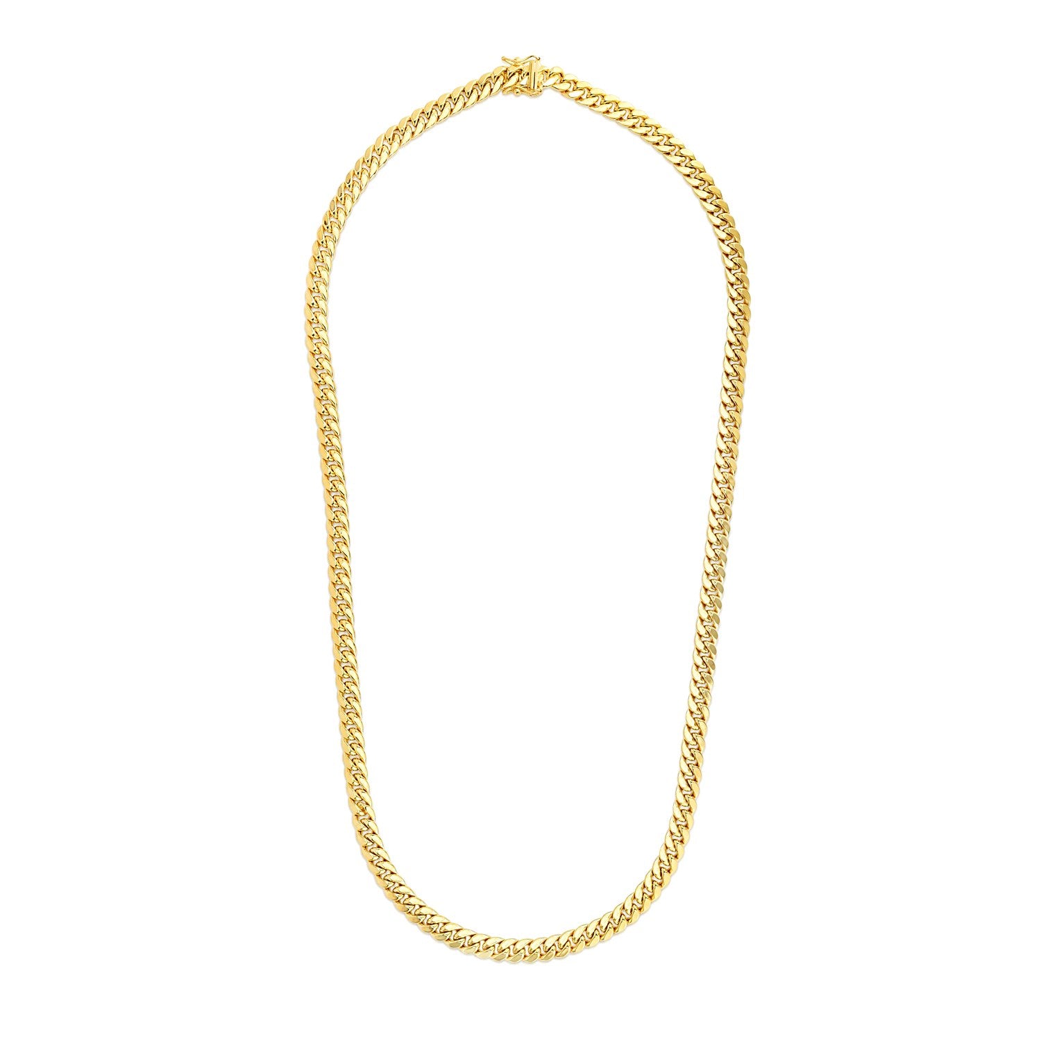 14k Yellow Gold Semi Solid Miami Cuban Chain (6.60 mm) in a sleek high-contrast midnight luxury editorial style