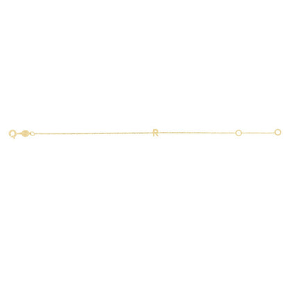 14K Yellow Gold Mini Initial R Bracelet