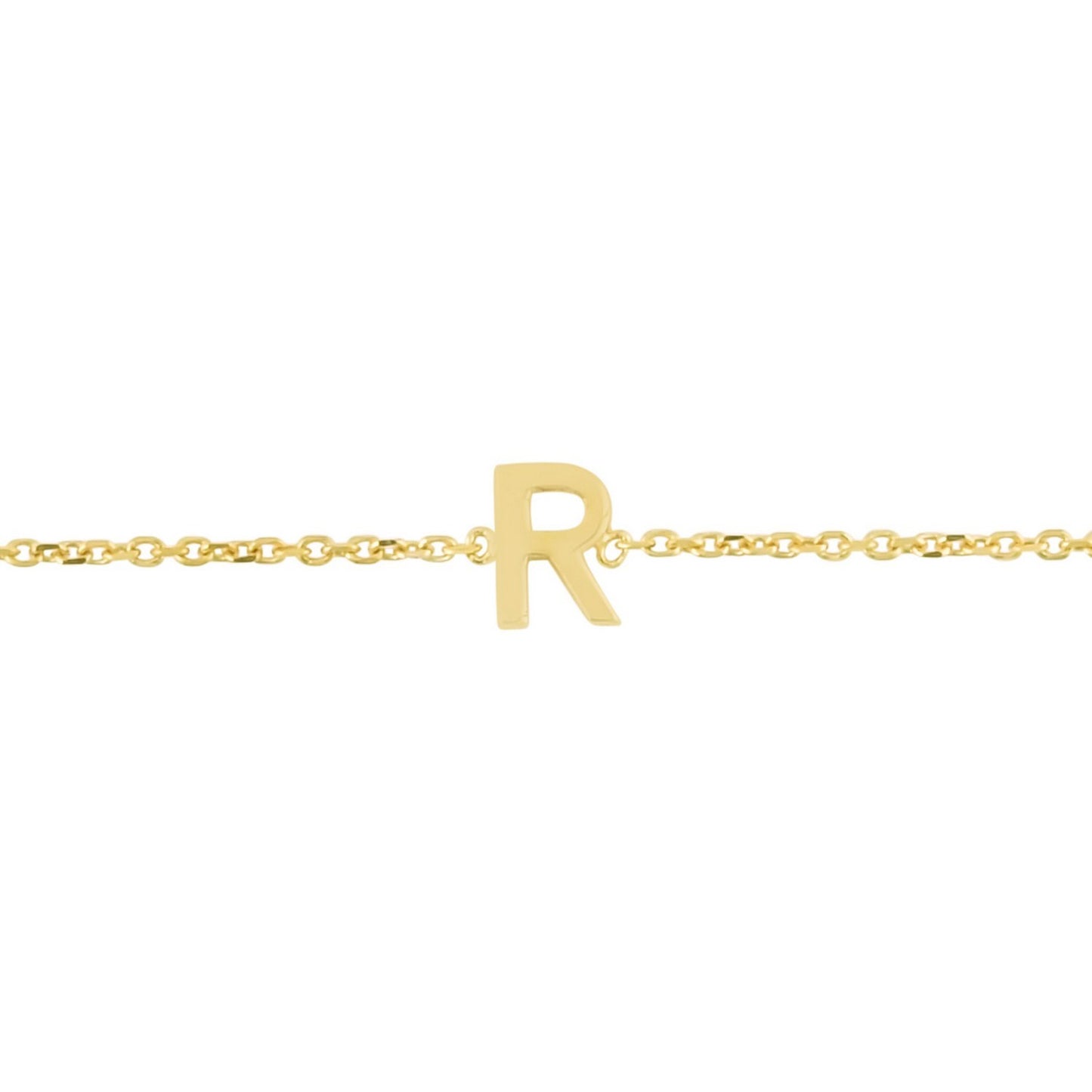 14K Yellow Gold Mini Initial R Bracelet