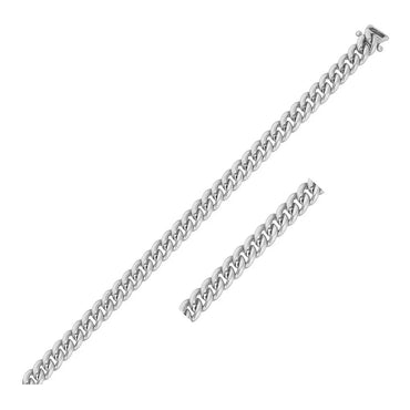 14k White Gold Classic Miami Cuban Solid Chain (5.00 mm) - Peelerie
