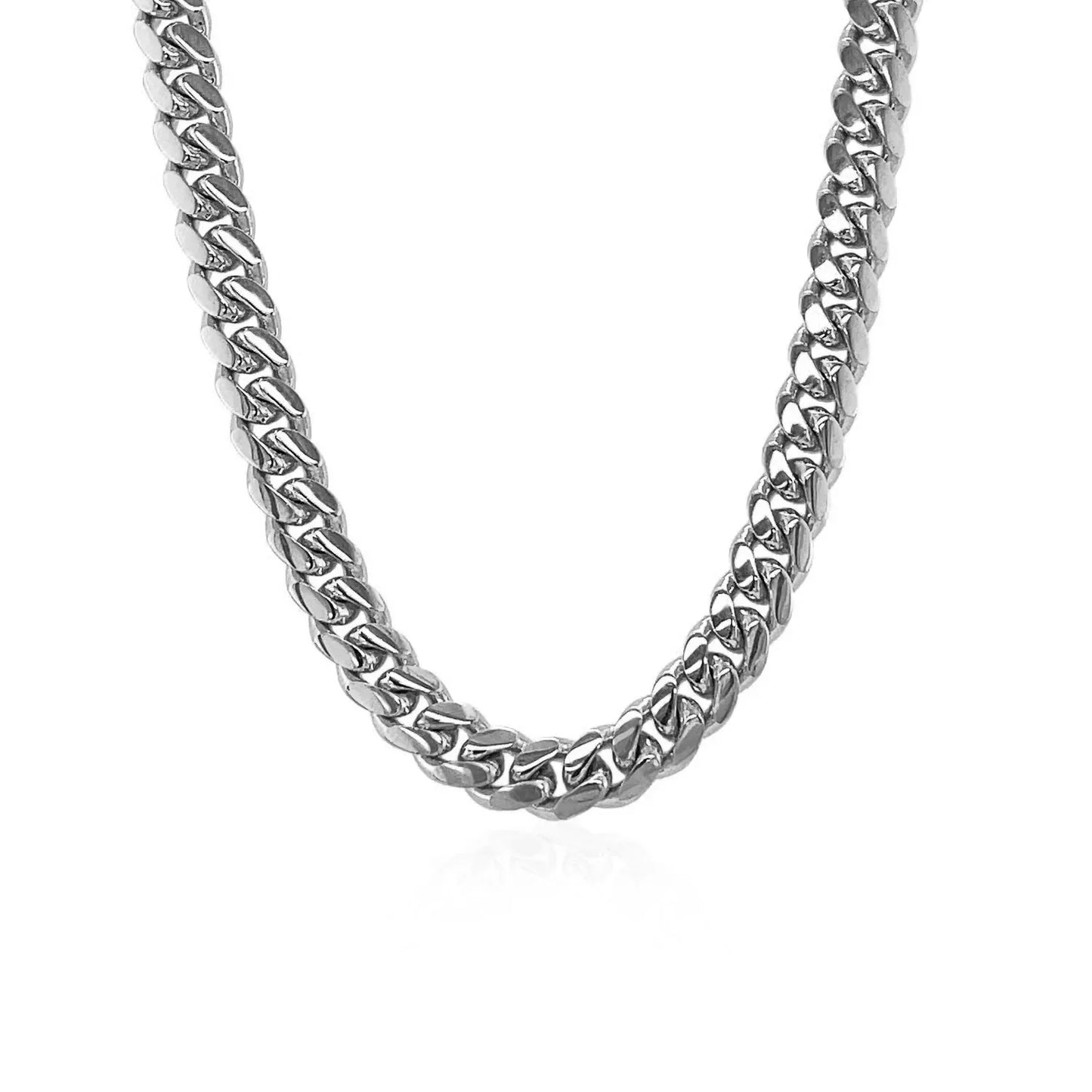 14k White Gold Classic Miami Cuban Solid Chain (5.00 mm) - Peelerie
