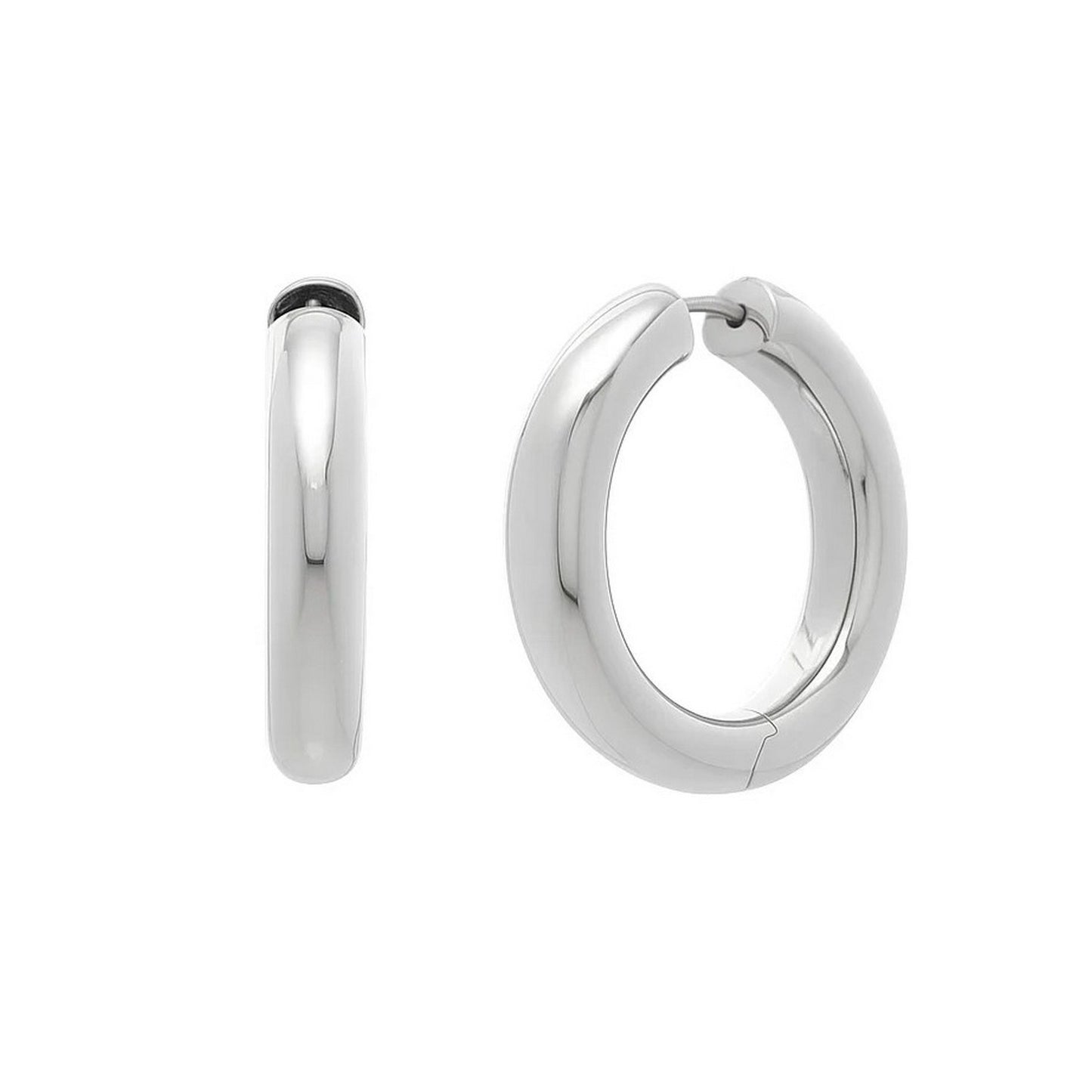 Sterling Silver Round Hoop Earrings with Polished Finish