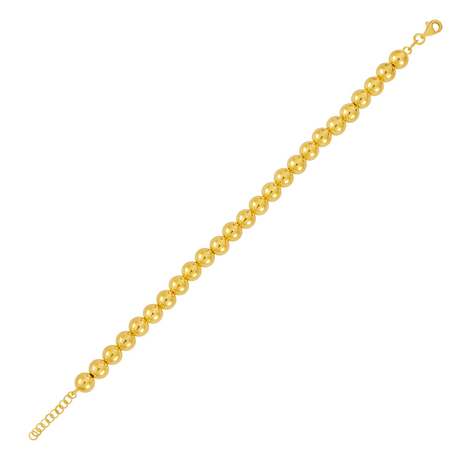Polished 7mm Bead Bracelet in 14K Yellow Gold in a sleek high-contrast midnight luxury editorial style