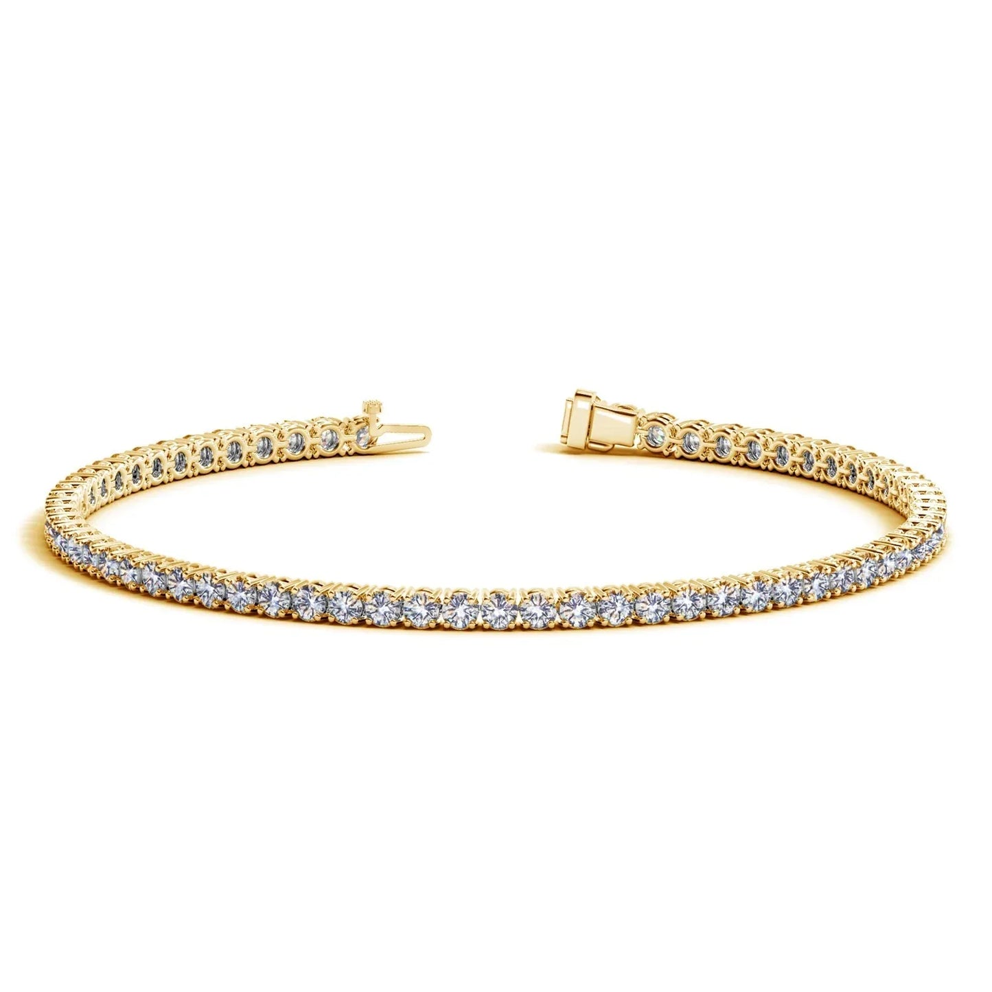 Lab Grown Round Diamond Tennis Bracelet in 14k Yellow Gold (3 cctw F/G VS2/SI1) - Peelerie
