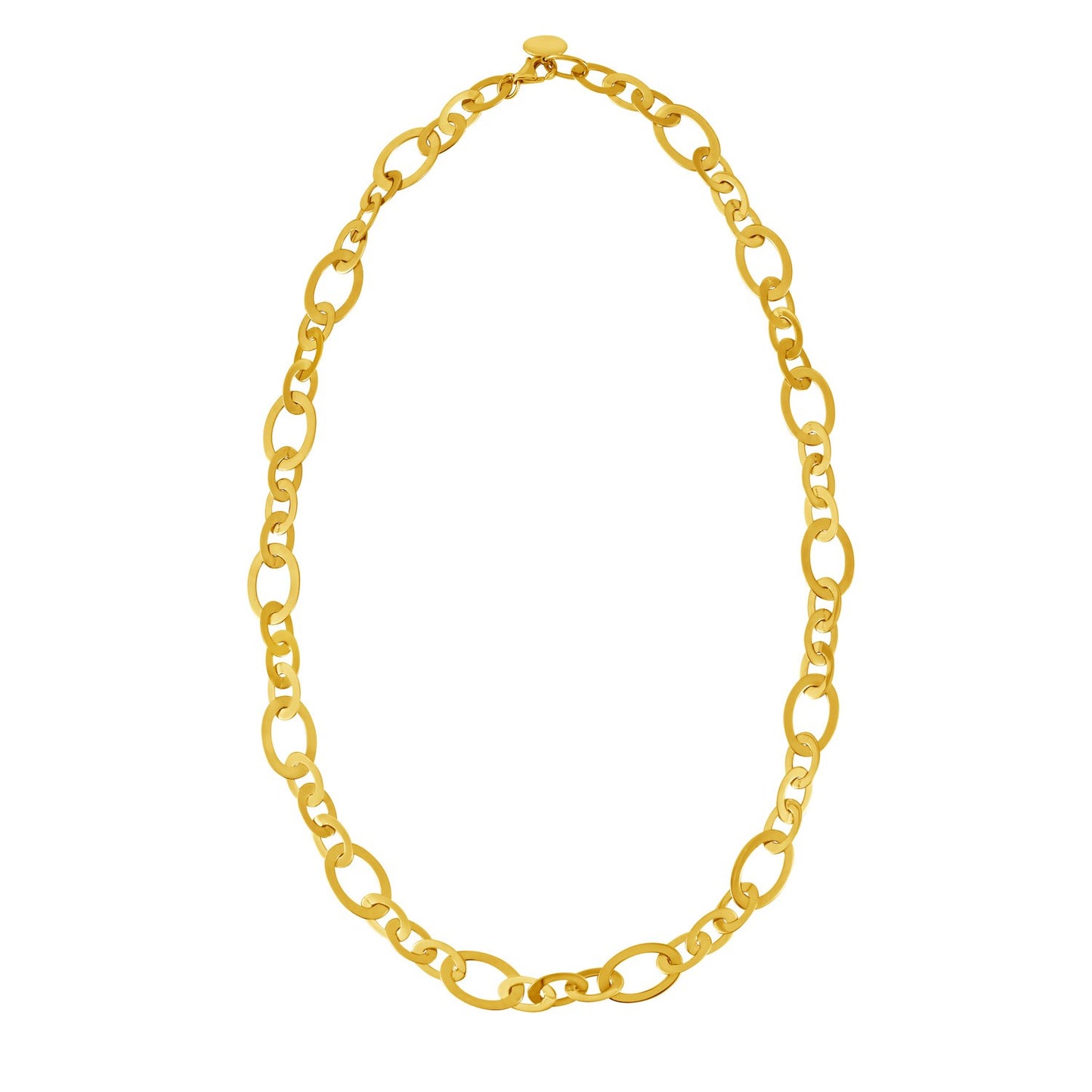 Large Flat Oval Link Necklace in 14K Yellow Gold (7.90 mm)