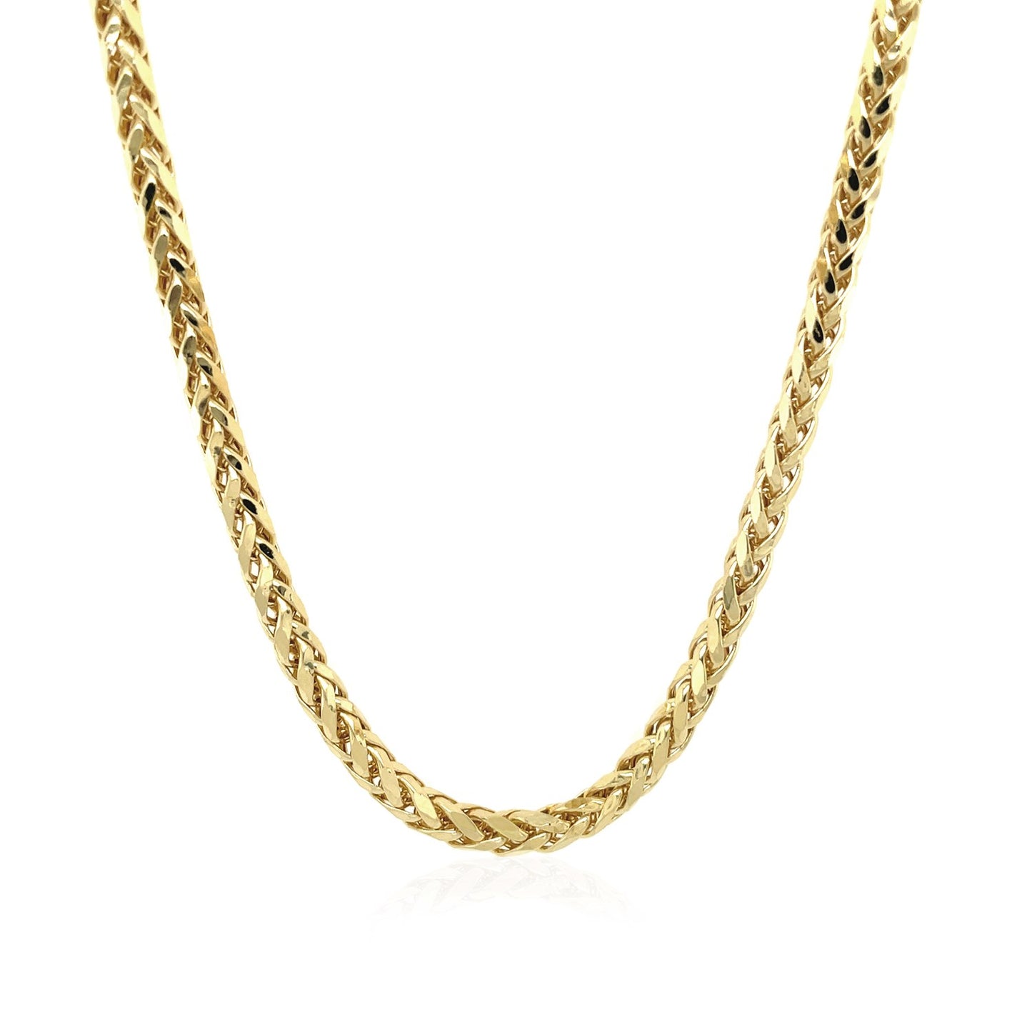 14k Yellow Gold Diamond Cut Round Franco Chain (3.20 mm) in a sleek high-contrast midnight luxury editorial style