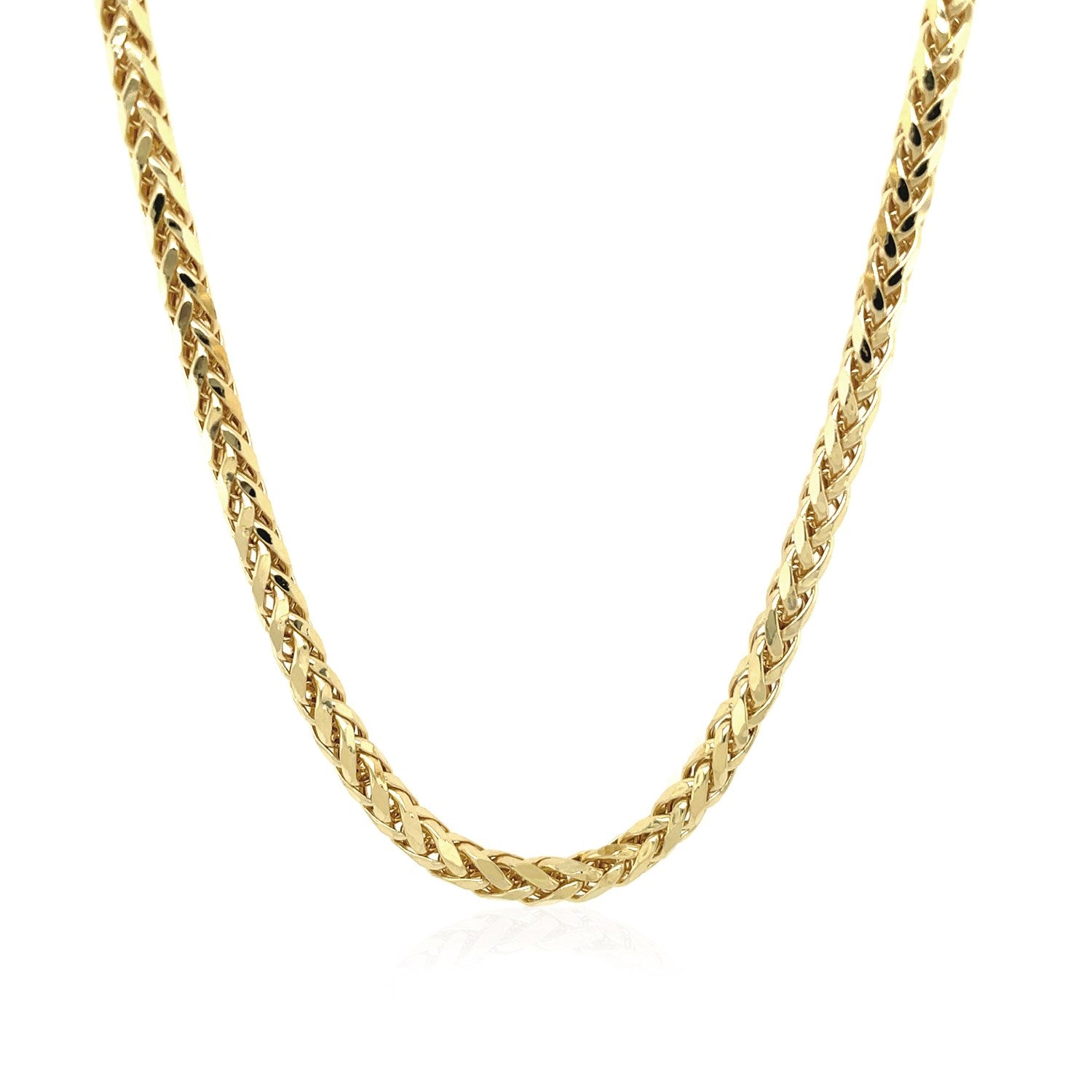 14k Yellow Gold Diamond Cut Round Franco Chain (3.20 mm) in a sleek high-contrast midnight luxury editorial style