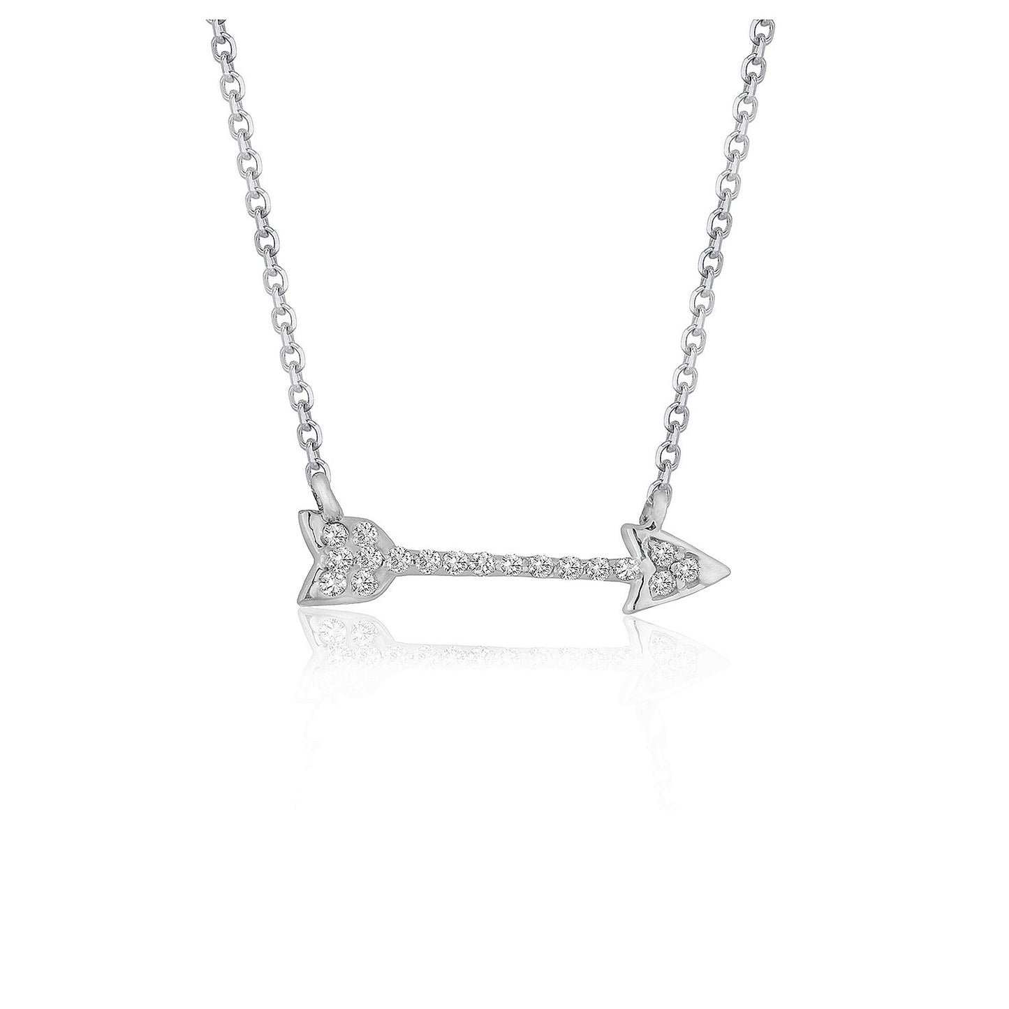 Diamond Arrow Style Pendant in 14k White Gold (1/10 cttw) in a sleek high-contrast midnight luxury editorial style