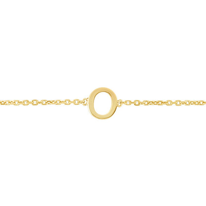 14K Yellow Gold Mini Initial O Bracelet