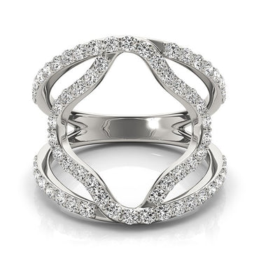 14k White Gold Diamond Flower Style Dual Band Ring (5/8 cttw) - Peelerie