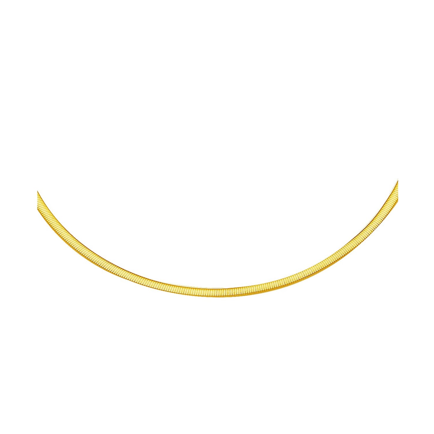 2.5mm 14k Two Tone Gold Reversible Omega Necklace in a sleek high-contrast midnight luxury editorial style