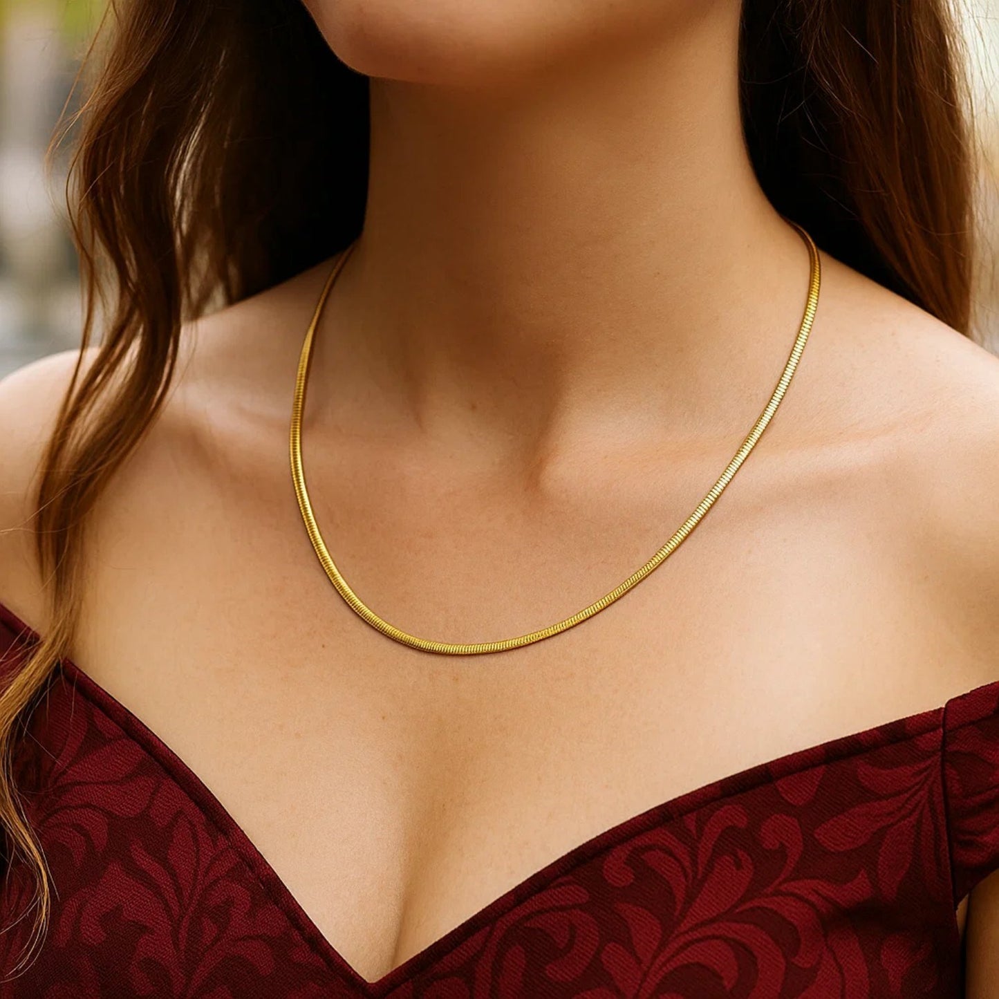 2.5mm 14k Two Tone Gold Reversible Omega Necklace