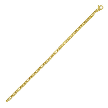 14K Yellow Gold Rectangular Railroad Link Bracelet (7.00 mm)