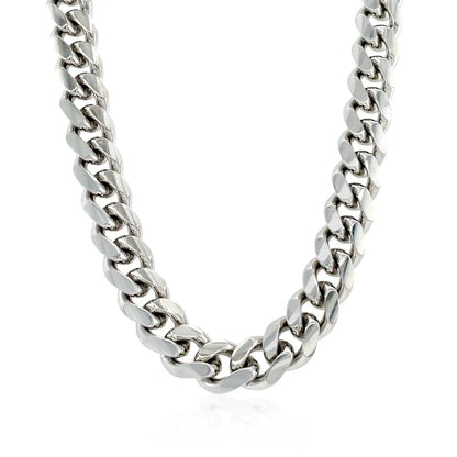 Sterling Silver Rhodium Plated Miami Cuban Chain (8.40 mm) - Peelerie
