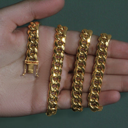14k Yellow Gold Semi Solid Miami Cuban Chain (9.10 mm)