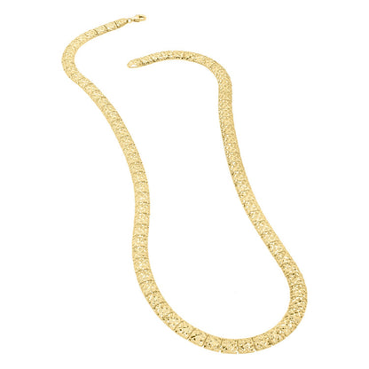 10K Yellow Gold Diamond Cut Square Link Necklace
