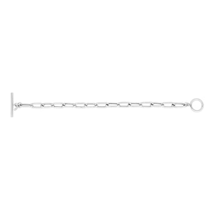 Sterling Silver Rhodium Plated Paperclip Toggle Necklace