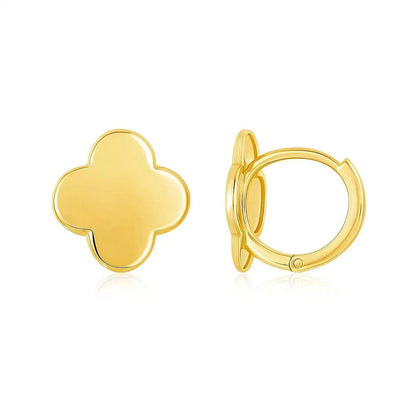 14K Yellow Gold Polished Clover Stud Earrings - Peelerie