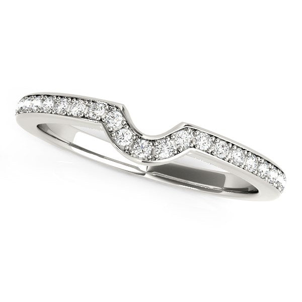 14k White Gold Modern Curved Prong Set Diamond Wedding Band (1/8 cttw) in a sleek high-contrast midnight luxury editorial sty