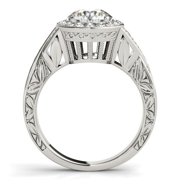 Halo Set Diamond Engagement Ring in 14k White Gold (1 5/8 cttw) - Peelerie