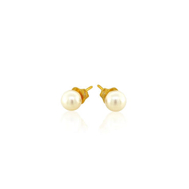 14k Yellow Gold Freshwater Cultured White Pearl Stud Earrings (4mm)