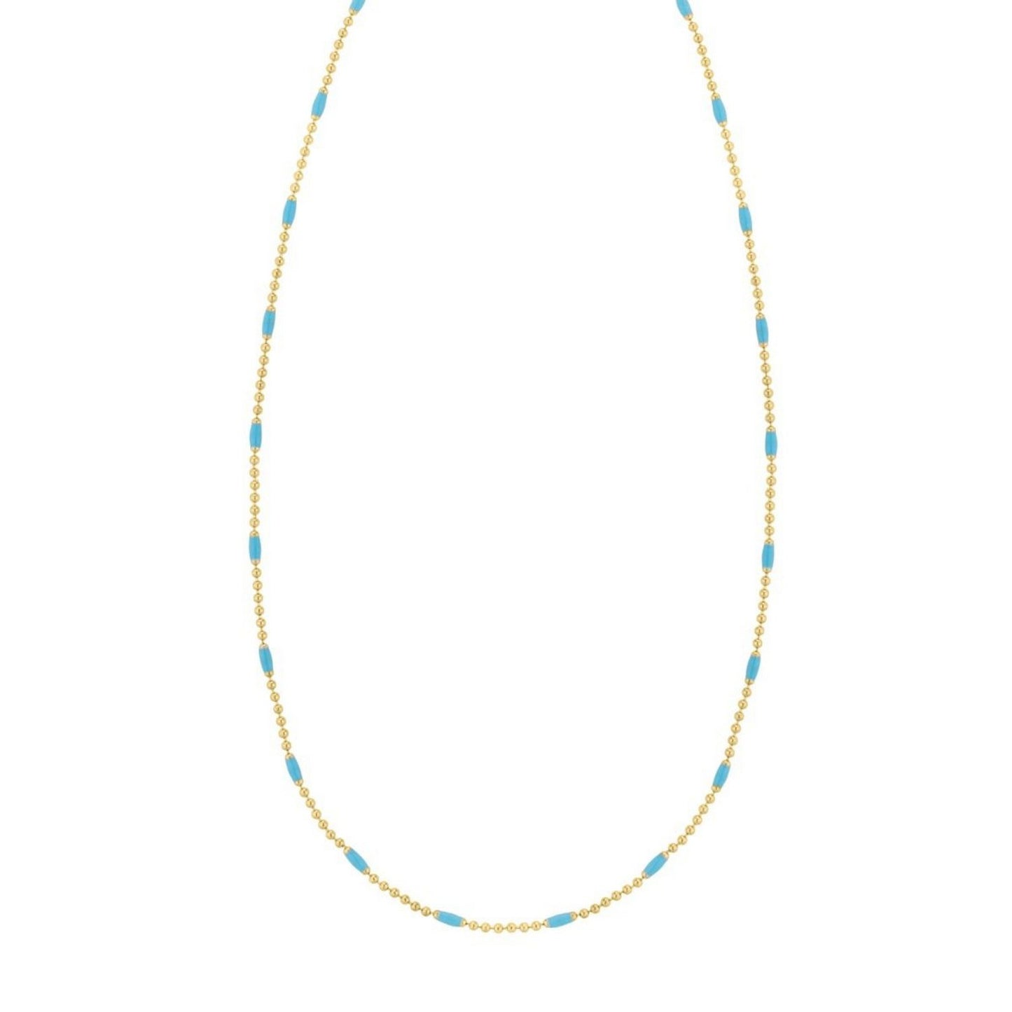 Sterling Silver Gold Plated Blue Enamel Beaded Necklace