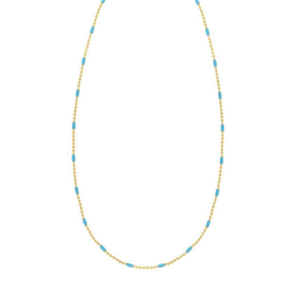 Sterling Silver Gold Plated Blue Enamel Beaded Necklace