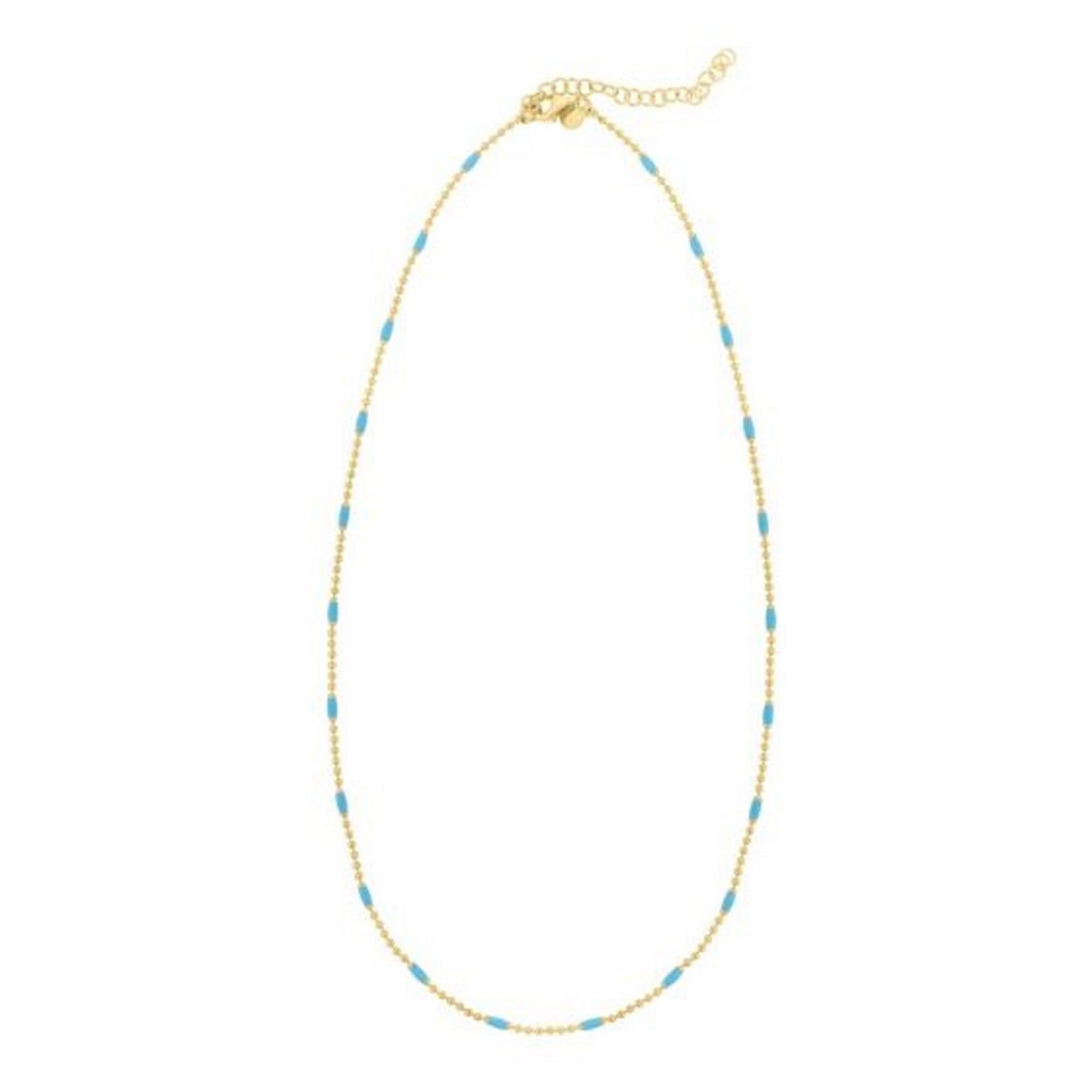 Sterling Silver Gold Plated Blue Enamel Beaded Necklace