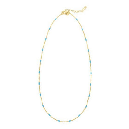 Sterling Silver Gold Plated Blue Enamel Beaded Necklace
