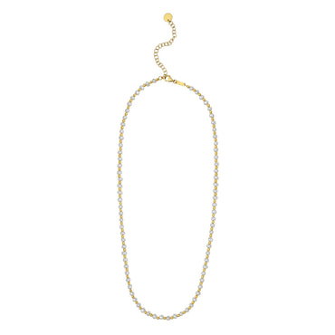 Pearl and Gold Alternating Bead Necklace in 14K Yellow Gold