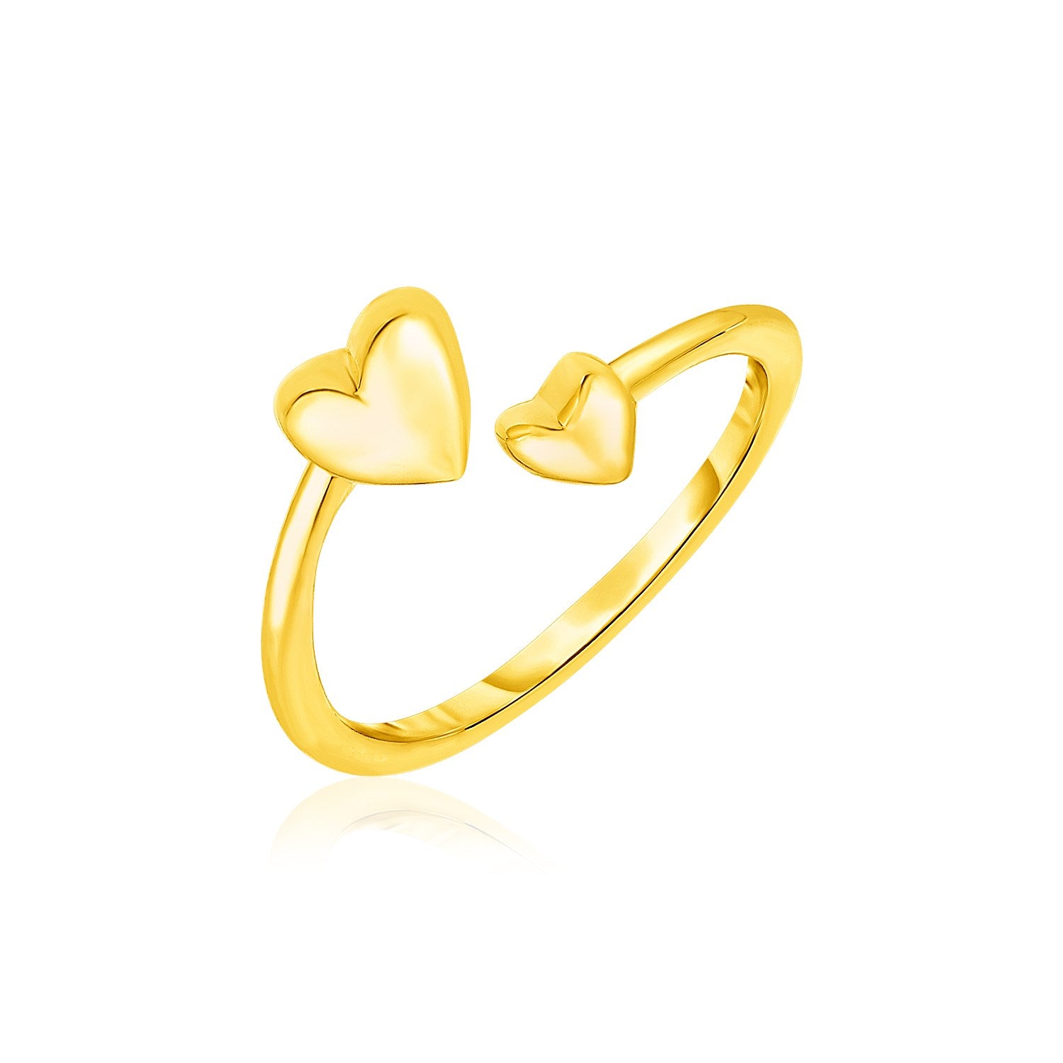 14k Yellow Gold Bypass Style Toe Ring with Polished Hearts in a sleek high-contrast midnight luxury editorial style