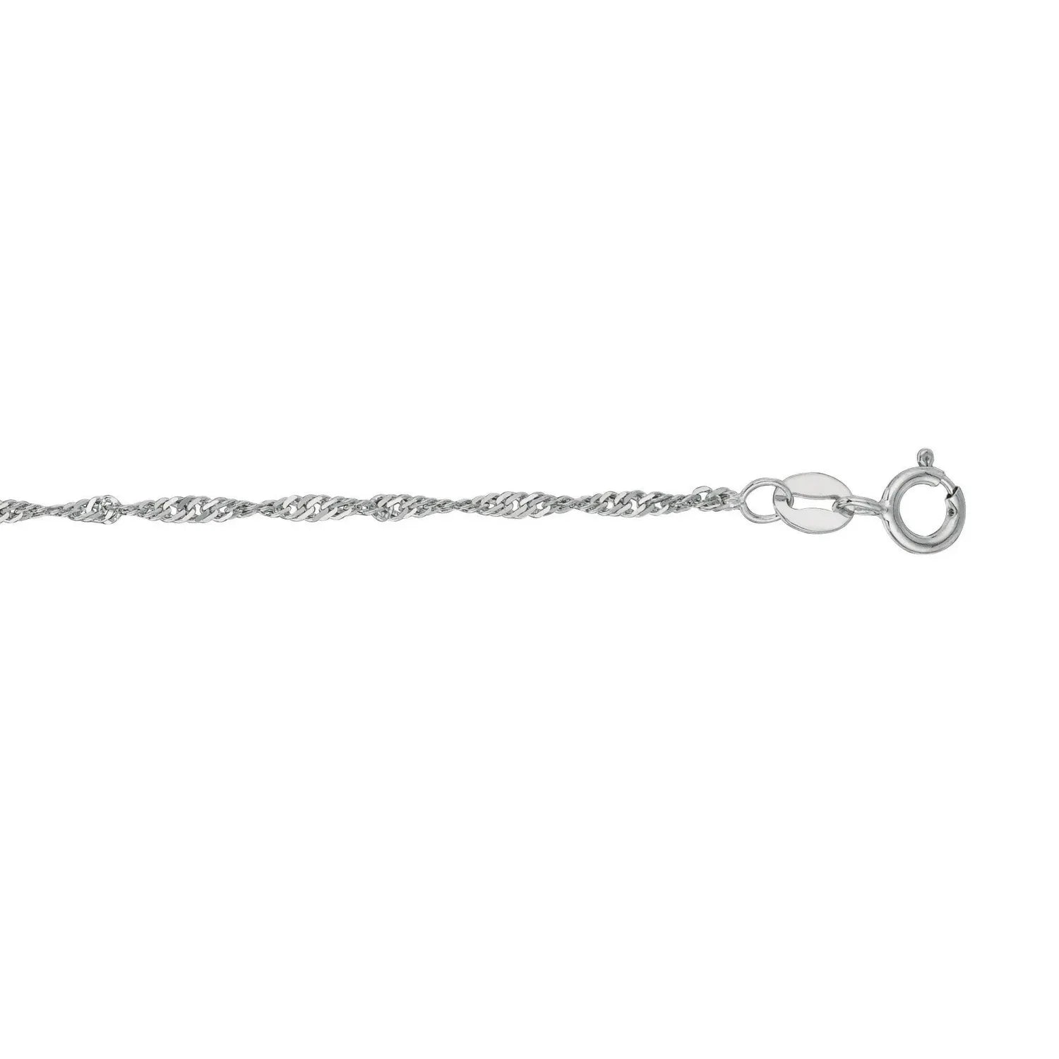 10k White Gold Singapore Anklet 1.5mm - Peelerie