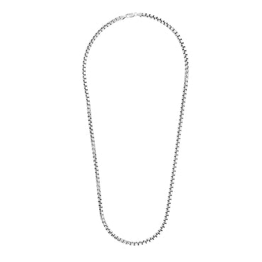 Sterling Silver Rhodium Plated Round Box Chain (4.40 mm) - Peelerie